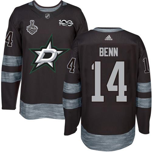 Men Adidas Dallas Stars #14 Jamie Benn Black 1917-2017 100th Anniversary 2020 Stanley Cup Final Stitched NHL Jersey
